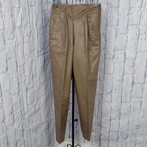 Vintage Viroel Rome, Italy Brown Italian Leather‎ Pants Size 26